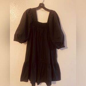 SMF elegant Black Puff Sleeve Dress